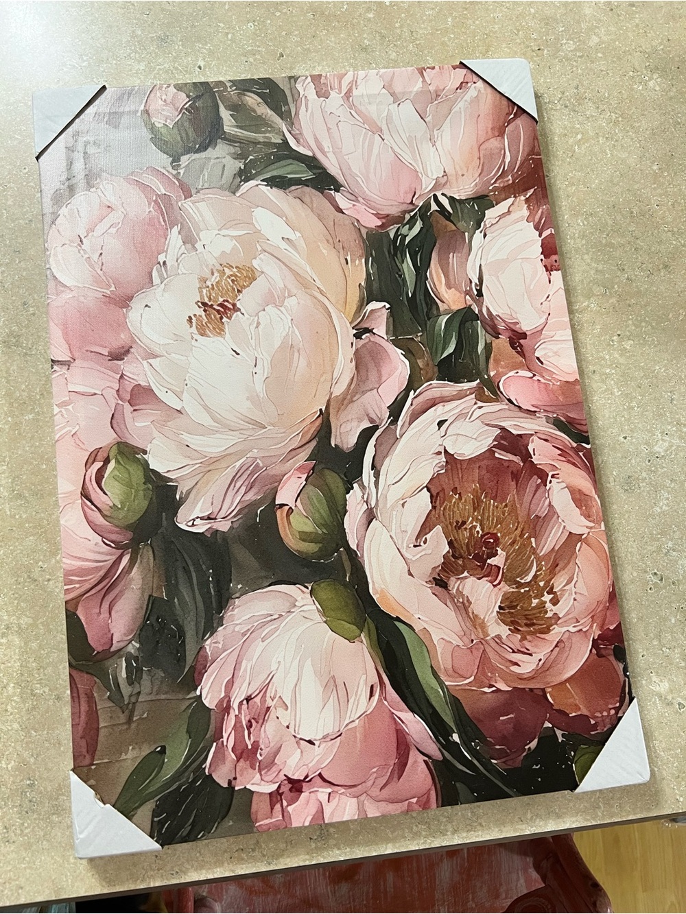 Pink Peony Floral Wall Art Canvas - Elegant Home Wall Decor